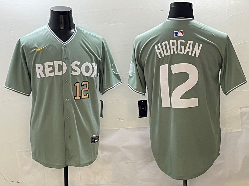 Men Boston Red Sox 12 Horgan Green Joint Name Nike 2025 MLB Jersey style 5